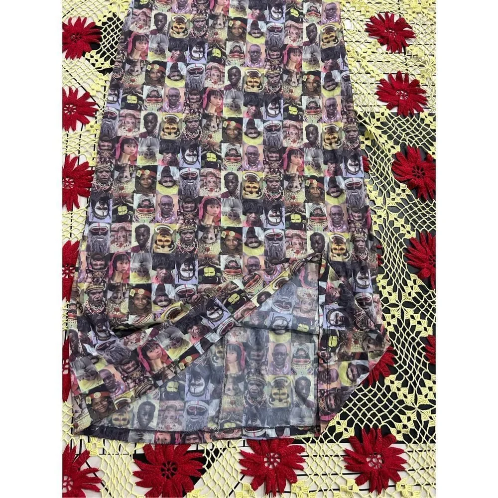 Vintage rare le chateau Y2k around the world faces maxi dress L - Picture 5 of 16